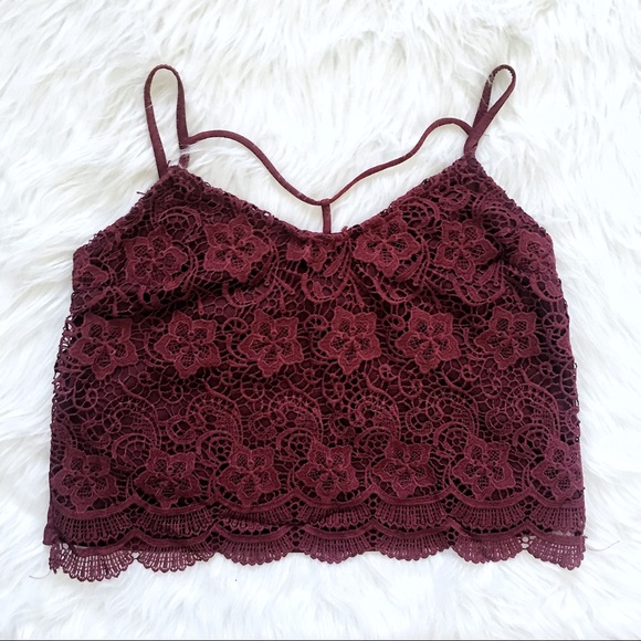 🔴4/$25 charlotte russe wine lace top - Picture 2 of 3